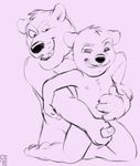  2015 age_difference anthro bear compfive cub digital_drawing_(artwork) digital_media_(artwork) erection front_view grin handjob humanoid_penis kneeling mammal monochrome naughty_face nipples nude open_mouth penis reach_around signature size_difference sketch young 