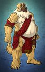  2016 anthro armpit_hair brown_eyes cigar dogger fur male muscular nipples overweight smoke 