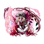  ascot blonde_hair crystal flandre_scarlet full_body hat hat_ribbon laevatein looking_at_viewer mob_cap open_eyes open_mouth puffy_sleeves red_eyes ribbon short_sleeves side_ponytail solo touhou transparent_background vils wings 
