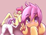  2016 anthro apple_bloom_(mlp) barefoot blush bow breasts cum cutie_mark_crusaders_(mlp) da3rd disembodied_penis female female/female friendship_is_magic group hair humanoid_feet looking_at_viewer male male/female multicolored_hair my_little_pony nude open_mouth oral penis plantigrade purple_hair pussy red_hair scootaloo_(mlp) sex spread_legs spreading sweetie_belle_(mlp) tongue two_tone_hair v_sign 