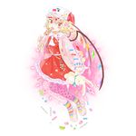  ascot blonde_hair crystal flandre_scarlet full_body hat hat_ribbon looking_at_viewer mob_cap open_eyes open_mouth red_eyes ribbon side_ponytail solo touhou transparent_background veaef 