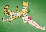  2016 animal_genitalia anthro aogami balls cheetah cub digital_media_(artwork) duo feline fur hi_res human male mammal nipples nude outside penis simple_background young 
