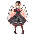 alternate_costume blonde_hair bow cheunes closed_mouth crystal flandre_scarlet full_body gothic_lolita hat hat_ribbon lolita_fashion looking_at_viewer mini_hat open_eyes petticoat red_eyes ribbon side_ponytail skull smile solo touhou transparent_background 