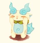  abbreviated_karakusa blush closed_eyes eyes_closed full_body furoshiki komasan no_humans rurunankonanta simple_background solo standing youkai youkai_watch 