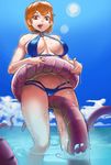  1girl blue_sky breasts cameltoe cleavage ocean original slime solo tentacle tumtumisu water wet 