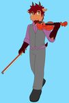  beard cantor caprine clothing facial_hair fur goat horn kanine9 mammal multicolored_fur musical_instrument simple_background two_tone_fur violin yellow_eyes 