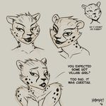  2016 anthro breasts cheetah cheetah_(character) dc_comics dialogue english_text feline female heresy_(artist) mammal monochrome smile text 