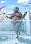  anthro areola belly bentpencils_(artist) big_belly breasts female hippopotamus mammal navel nude ph0220_(artist) pussy skinny_dipping slightly_chubby swimming_pool water 