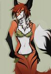  anthro bra breasts canine chest_tuft clothing female fox lingerie looking_at_viewer mammal navel panties simple_background smile solo tuft underwear vexstacy 