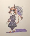  anthro blonde_hair bow clothed clothing dress female gothic_lolita hair jamil_(artist) lipstick lolita_(fashion) mammal marsupial maude_o&#039;dell opossum parasol skull_and_crossbones smile solo the_tale_of_jasper_gold 