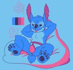  alien anthro anthrofied armpits bean_bag big_ears clothing color_swatch disney experiment_(species) hands_behind_back hands_behind_head legs_up lilo_and_stitch looking_at_viewer male nipples pawpads pinup pose reclining restricted_palette solo spread_legs spreading stitch tonio_(artist) underwear 