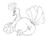  avian female feral ho-oh legendary_pok&eacute;mon looking_at_viewer looking_back monochrome nintendo pok&eacute;mon pussy simple_background solo thick_thighs unknown_artist video_games wide_hips 