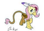  2015 avian beak costume equine feathered_wings feathers female feral fluttershy_(mlp) friendship_is_magic fur green_eyes gryphon hair inkybeaker looking_at_viewer mammal my_little_pony pegasus pink_hair simple_background smile solo white_background wings yellow_fur 