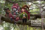  absurdres alternate_costume chinese dragon drinking hat highres in_tree league_of_legends long_hair lulu_(league_of_legends) multiple_girls purple_hair purple_skin sitting sitting_in_tree staff text tree tree_branch tristana yordle zavir 