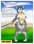  anthro armor blue_hair canine clothed clothing comic dracojeff female fox gender_transformation hair mammal post_transformation skimpy transformation unconvincing_armor video_games 