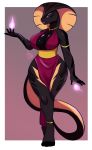 anthro breasts clothed clothing female fire lavenderpandy looking_at_viewer magic reptile scalie snake solo standing wide_hips 