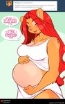  ambar bear belly blush breasts chalo eyes_closed female hair las_lindas mammal patreon pregnant red_hair smile text tumblr 