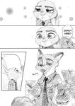  anthro canine comic cute disney duo female fox judy_hopps lagomorph long_ears male mammal monochrome nick_wilde rabbit rem289 zootopia 