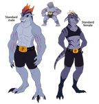  belt blue_skin blueharuka claws female humanoid machoke male nintendo pok&eacute;mon red_eyes sexual_dimorphism video_games 