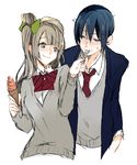  1girl blush feeding food ftm genderswap genderswap_(ftm) ice_cream love_live!_school_idol_project minami_kotori school_uniform smile sofy sonoda_umi 