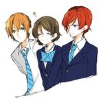  2boys bow ftm genderswap genderswap_(ftm) hoshizora_rin koizumi_hanayo love_live!_school_idol_project multiple_boys necktie nishikino_maki school_uniform smile sofy 