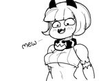  :3 animal_humanoid atomictiki bell_collar black_and_white blush breasts cat_humanoid cleavage clothed clothing collar fangs feline female humanoid mammal monochrome nadia_fortune open_mouth scar skullgirls solo under_boob 