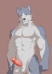  absurd_res anthro canine hi_res male mammal muscular nude solo steel_cat wolf 