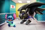  chasing cute disney doctor dragon duo hospital how_to_train_your_dragon lilo_and_stitch needle stitch toothless tsaoshin 