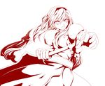  1girl :o anastasia_valeria armor armored_dress dress female gloves kotorippi long_hair low-tied_long_hair monochrome solo sword twintails very_long_hair weapon white_background wild_arms wild_arms_2 