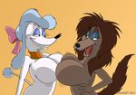  anthro big_breasts breast_squish breasts breasts_frottage canine disney dog duo eye_contact female female/female georgette hand_on_hip huge_breasts jiggle mammal oliver_and_company poodle rita_(disney) saluki spocky87 