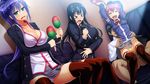  3girls arms_up black_hair blue_hair breasts censored cleavage cum cum_on_hair embarrassed eyes_closed facial game_cg green_eyes grey_skirt highres huge_breasts indoors izumi_kirika kagurazaka_ichigo kanzen_jikan_teishi large_breasts legs long_hair long_sleeves microphone mosaic_censoring multiple_girls open_mouth panties panties_aside parted_lips penis pink_hair satsuki_shiho school_uniform sex singing sitting sitting_on_person skirt small_breasts thighhighs thighs time_stop twintails underwear uo_denim vaginal yellow_panties 