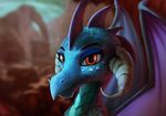  2016 absurd_res anthro dragon female friendship_is_magic hi_res horn looking_at_viewer my_little_pony orange_eyes princess_ember_(mlp) scalie smile solo starblaze25 wings 