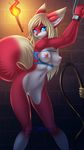  absurd_res anthro blue_eyes breasts canine chain clothing disembodied_hand female fox hi_res mammal nipples panties pussy sif torch underwear whip 