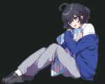  all_male black_hair blue_eyes hug izumo_kasumi_(nijisanji) male nijisanji seifuku shirt short_hair socks waifu2x yama_bukiiro 