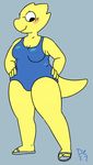  2016 alphys breasts clothing dezz female lizard one-piece_swimsuit reptile scalie simple_background swimsuit undertale video_games 