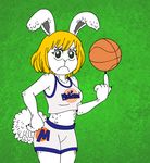  anthro basketball blonde_hair breasts carrot_(one_piece) clothing dommydraws female frown fur hair lagomorph mammal midriff minkmen_(one_piece) one_piece rabbit solo space_jam warner_brothers white_fur 