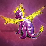  2019 dragon feral horn male membranous_wings scalie simple_background smile solo spines spyro spyro_the_dragon standing vanillahellen video_games western_dragon wings 