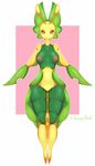  2016 anthro areola breasts cheezayballz featureless_crotch female hi_res leavanny looking_at_viewer nintendo nipples pok&eacute;mon red_eyes smile solo video_games 