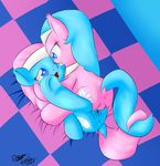  2014 aloe_(mlp) anus bed blue_eyes blue_hair butt cutie_mark dock duo earth_pony entwined_tails equine eye_contact female female/female feral feral_on_feral friendship_is_magic hair headband hi_res horse icy_wings legs_up lotus_(mlp) lying mammal missionary_position my_little_pony on_back on_bed open_mouth pink_hair pony pussy sex spread_legs spreading tribadism 