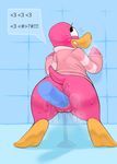  &lt;3 against_wall anthro anus avian bird blush bottomless butt clothed clothing club_penguin female penguin pussy_juice sweat unknown_artist vaginal 