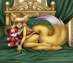  absurd_res anthro bed blush bra breasts canine cleavage clothed clothing crown doll female fox hi_res lying mammal panties pollo-chan smile solo underwear 