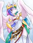 2016 ambris anthro anthrofied breasts clothed clothing cosplay crossover equine feathered_wings feathers female friendship_is_magic hair hand_on_hip hi_res horn kid_icarus legwear long_hair mammal multicolored_hair my_little_pony nintendo palutena princess_celestia_(mlp) purple_eyes solo video_games winged_unicorn wings 