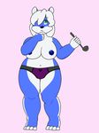  anthro big_breasts breasts canine clothing dog female frill fur hair husky kagenekosama mammal nipples opal_(tsudanym) panties simple_background slightly_chubby thinking underwear wide_hips 