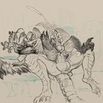  2016 anthro balls bell_gargoyle big_balls big_penis claws cum cum_in_ass cum_inside daftpatriot dark_souls digitigrade dragon dragonoid_(dark_souls) duo erection eyeless gargoyle larger_male lying male male/male monochrome muscular nude on_back open_mouth penis reptile scalie sculpture sex simple_background size_difference smaller_male spread_legs spreading statue stone teeth video_games wings 