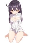  cleavage hamaken kantai_collection sweater ushio_(kancolle) 