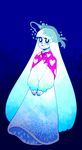  blue_hair capelet ghost gradient_hair hat heart heart_print long_hair multicolored_hair napstablook personification solo tears tldalrha two-tone_hair undertale very_long_hair white_hair 