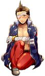  1boy bandage blush brown_hair character_request gyakuten_saiban gyakuten_saiban_5 male_focus odoroki_housuke solo sweat undressing 