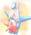  ambiguous_gender blue_feathers blush cute dragon duo eruku eyes_closed feathers female feral hug larger_male latias latios legendary_pok&eacute;mon male nintendo pok&eacute;mon red_feathers size_difference smaller_female smile video_games white_feathers 