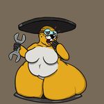  breasts eyewear female goggles mario_bros navel nintendo overweight rocky_wrench solo sweat thick_thighs tools video_games wrench 