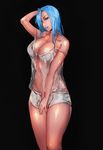 a-line blue_eyes blue_hair blue_lips breasts come_hither highres huge_breasts long_hair original solo 